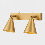 Załaduj obraz do przeglądarki galerii, Two-head brass adjustable cone wall lamp on linear backplate