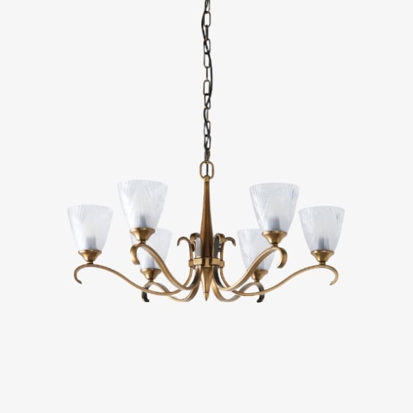 Lustre Multi-Lumière Lunetal avec Accents en Cristal Finition Laiton - Luxe Moderne pour Salle à Manger et Salon