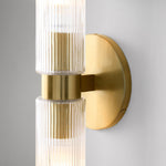 Load image into Gallery viewer, Rivora Fluted Glass Double Short Sconce - Indoor Outdoor Wall Light Elegance
