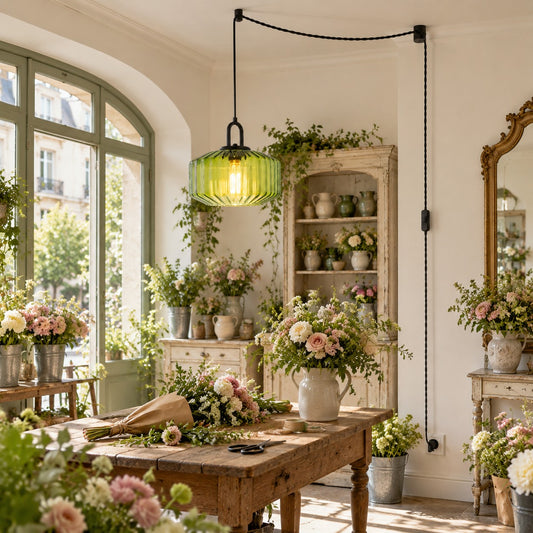 Farmhouse Plug-in Glass Pendant Light for Kitchen Island