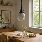 Afbeelding laden in galerijweergave, Vintage faceted glass pendant light