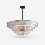 Afbeelding laden in galerijweergave, French vintage ripple glass chandelier with smoked glass