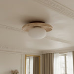 Afbeelding laden in galerijweergave, Calivra Moderne Travertijn Ronde Plafondlamp - Minimalistische Inbouwlamp voor Gang en Slaapkamer