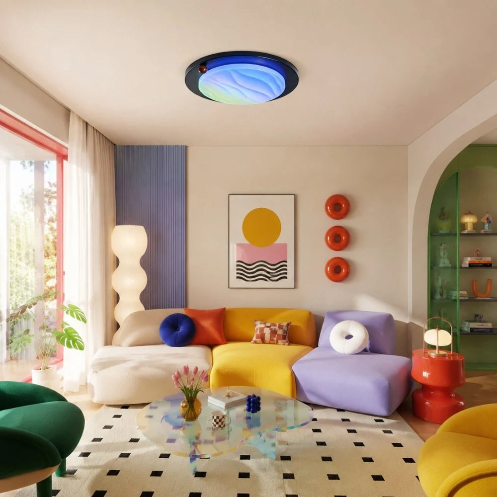 Walnut RGB Dynamic Sky Flush Mount Ceiling Light