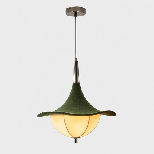 Lampe suspendue en tissu vert pour salle à manger