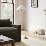 Load image into Gallery viewer, Fibura Elegant Floor Lamp Linen Shade Champagne Bronze – Add Warmth
