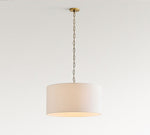 Load image into Gallery viewer, Dumora Iron Linen Drum Pendant - Vintage Brass Hanging Ceiling Light
