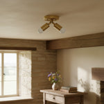 Load image into Gallery viewer, Mobilux Line Modern Brass Flush Mount - Minimalist Gold Ceiling Light for Bedroom
