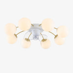 Carica l'immagine nella visualizzazione Galleria, 8 Heads white and gold ceiling fan light