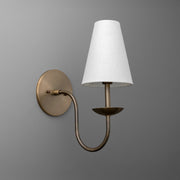 Curva Applique in Metallo con Paralume in Lino Bianco - Lampada da Parete Classica in Ottone per Camere da Letto