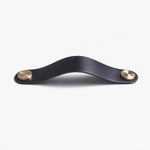 Afbeelding laden in galerijweergave, Cowhide leather and brass cabinet pull handle color and size option