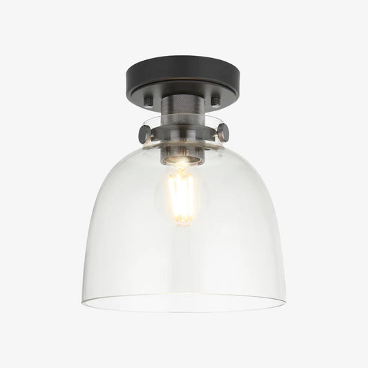 Lámpara de Techo Cromada Ravion con Textura - Pantalla de Vidrio Industrial para Sala