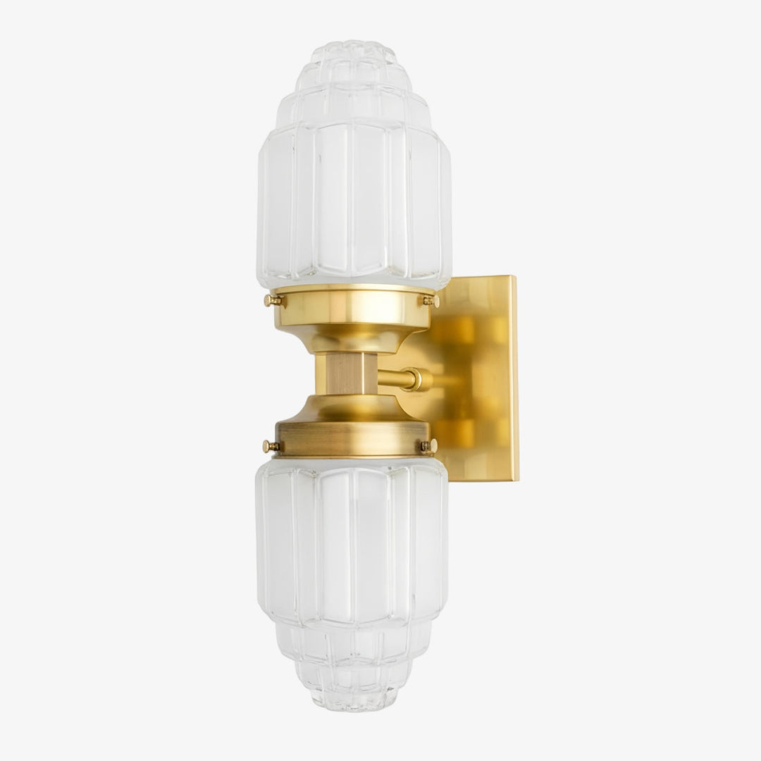 Tierlux Glass Art Deco Wall Sconce - Glass Frosted Globes with Skyscraper Globe