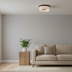 Cargar imagen en el visor de la galería, Lámpara de techo empotrada Roven con cúpula de vidrio opalino - Diseño elegante para dormitorio y sala de estar