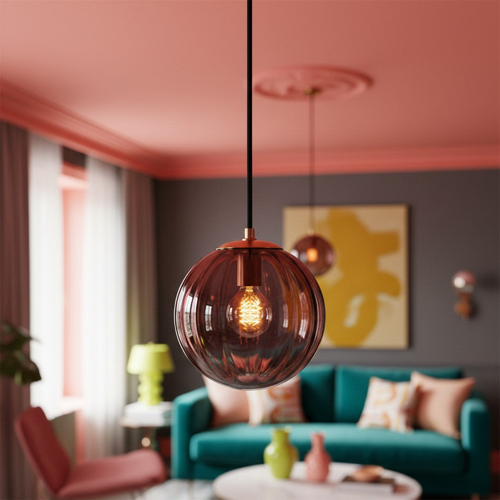 Suspension globe en verre et métal Lunorie – Suspension sculptée réglable pour espaces de repas