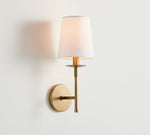Load image into Gallery viewer, Rowan Bronze or Brass Wall Sconce - Iron Light with White Linen Shade for Home

