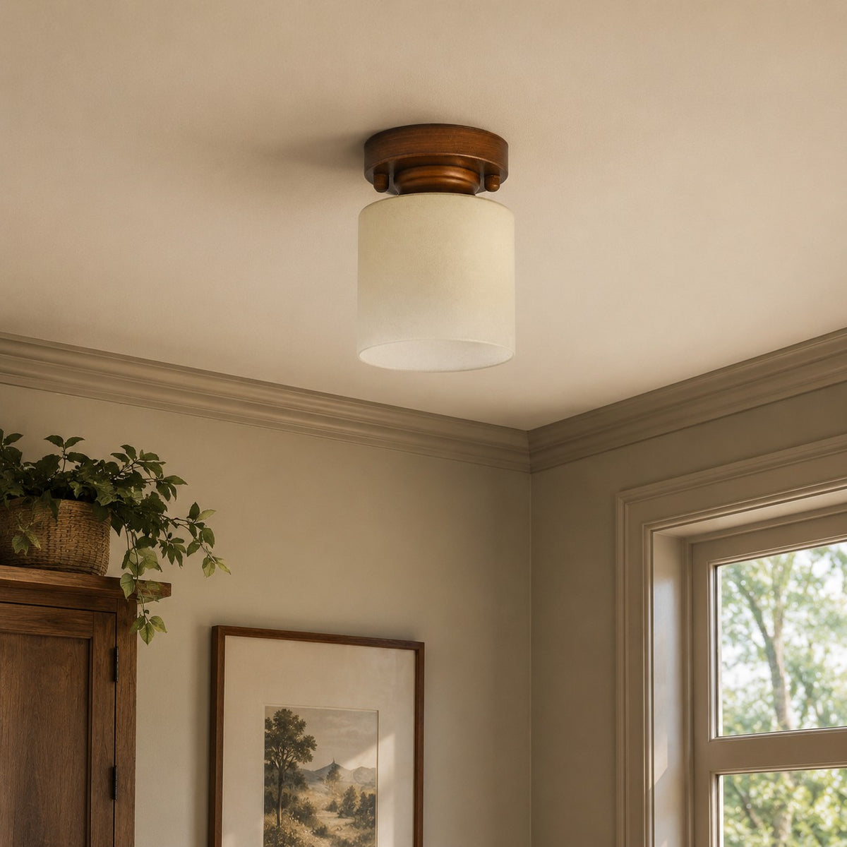 Gradient Yellow Glass Metal Flush Mount Ceiling Light