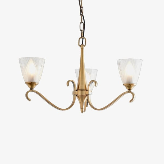Lámpara de Araña Lunetal Multi-Luz con Detalles de Cristal y Acabado en Latón - Lujo Moderno para Comedor y Sala