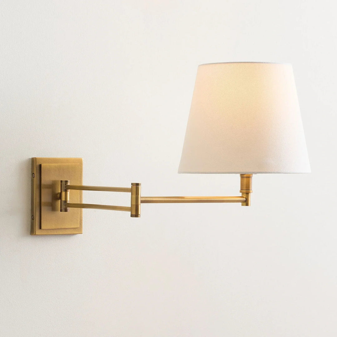 Arcuma Moderne Verstelbare Arm Wandkandelaar met Linnen Kap - Eigentijdse Metalen Verlichting voor Woonkamer