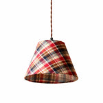 Cargar imagen en el visor de la Galería, Eaveside Skirt Vintage Fabric Shade Pendant Light - Red Plaid