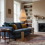 Lampe sur pied Zalen - Suspension en lin superposée Design en laiton vieilli-métal pour salon