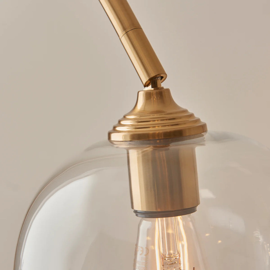 Brazara verstelbare vloerlamp met glazen kap – gebogen metalen steel voor woonruimtes