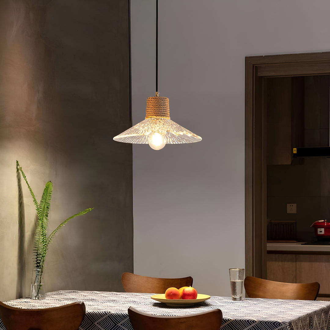 Nordic Hemp Rope Glass Pendant Light