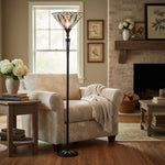 Afbeelding laden in galerijweergave, TF Astoria Tiffany-stijl uplighter lamp – gestructureerde glazen kap voor sfeer in huis en kantoor