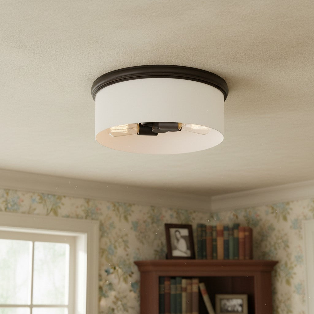 Lámpara de techo empotrada Roven con cúpula de vidrio opalino - Diseño elegante para dormitorio y sala de estar