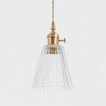 Charger l'image dans la visionneuse de la galerie, Style K textured glass shade with antique brass E27 socket, front view