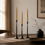 Carica l'immagine nella visualizzazione Galleria, Three taper candle holders styled in a calm dining room setting