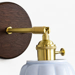 Load image into Gallery viewer, Cienax Petal Ceramic Wall Sconce with Colored Glazed Shade - Brass Accent Fixture for Bedside and Hallway