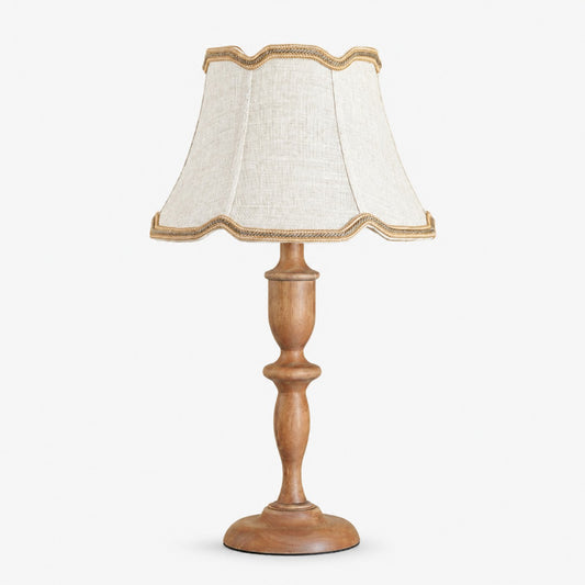 Vintage Fabric Table Lamp with Scalloped Shade