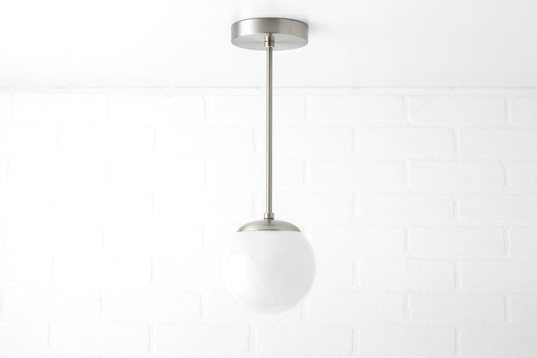 Glorica Glass White Globe Pendant Light - Mid Century Modern Glass Hanging Fixture
