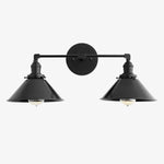 Load image into Gallery viewer, Conique Metal Dual Black Sconce with Cone Shades - Industrial Vanity Wall Light for Mirror
