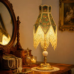 Cargar imagen en el visor de la Galería, French vintage beaded fringe table lamp