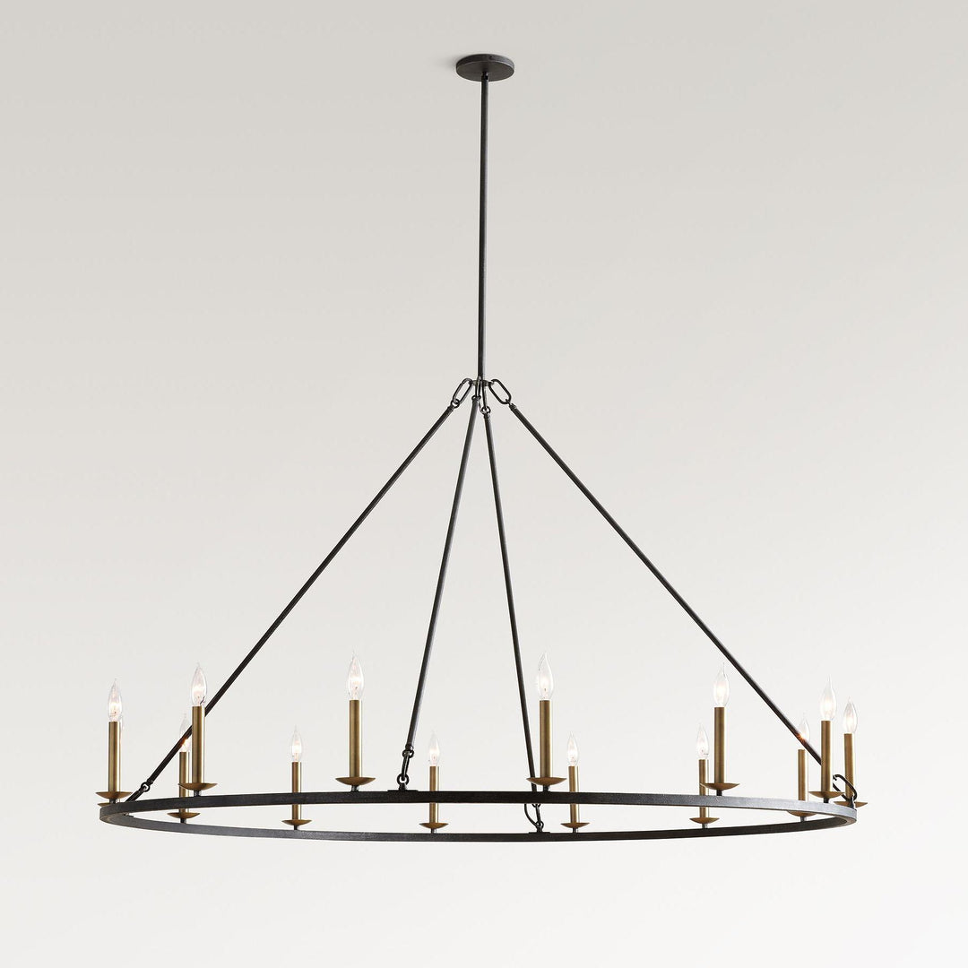 Rowan Modern Wagon Wheel Round Chandelier - Industrial Farmhouse Iron Lighting Fixture