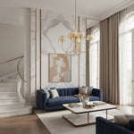 Load image into Gallery viewer, Ruchee Chandelier – Layered Fabric Shade Brass Ceiling Light for Dining or Living Spaces