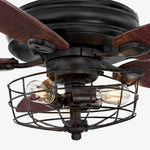 Carica l'immagine nella visualizzazione Galleria, Low angle view of vintage caged ceiling fan light