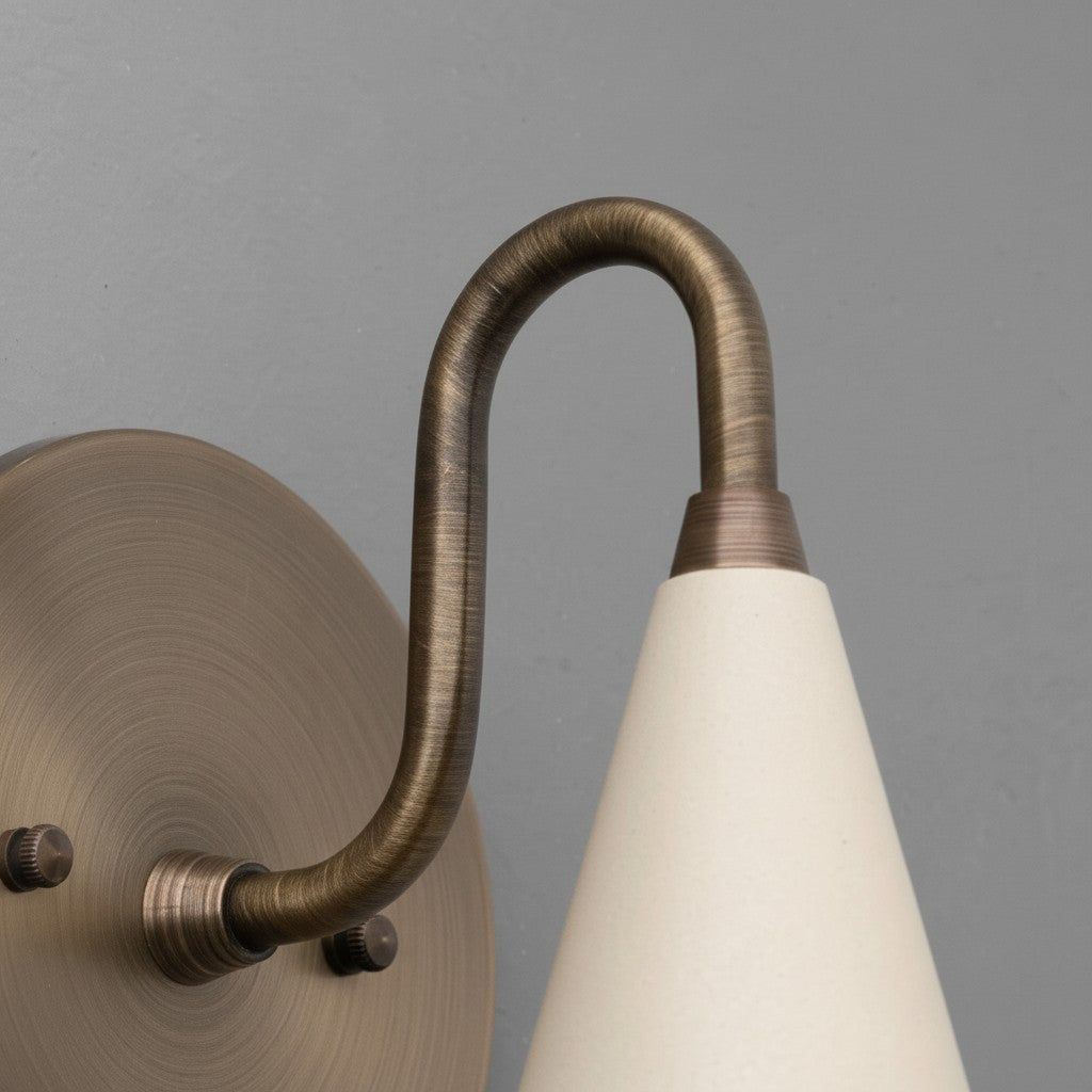 Curva Metal Cone Shade Sconce – Vintage Brass Wall Light for Entryway or Stairwell