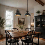 Cargar imagen en el visor de la Galería, Distressed black dome pendant lamp second size white background view