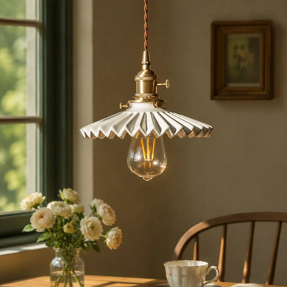 pleated ceramic pendant light 18