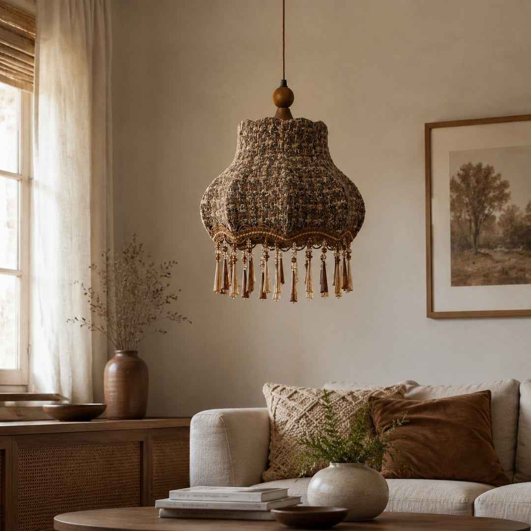 Vintage Fabric Fringe Pendant Lamp