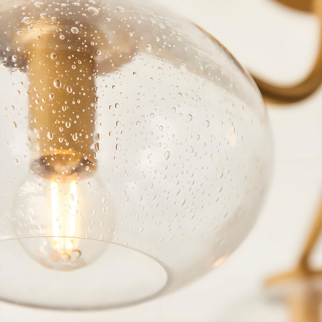 Bublaris Bubble-Glass Semi-Opbouw Plafondlamp - Gebogen Messing Armen voor Woonkamer of Gang