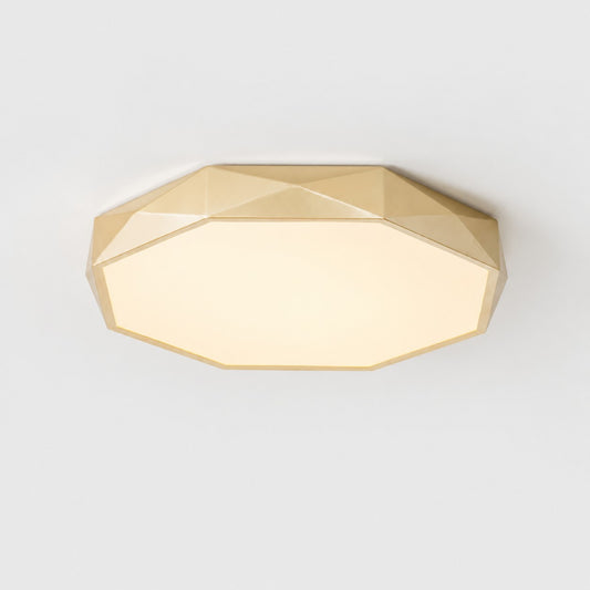 Geometryczna fasetowana złota lampa sufitowa LED montowana bezpośrednio do sufitu