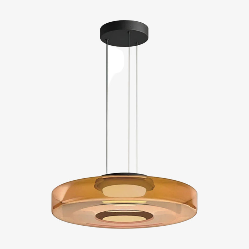 Lámpara colgante de vidrio multicapa contemporánea Nora - Luz colgante ajustable para sala de estar o isla de cocina