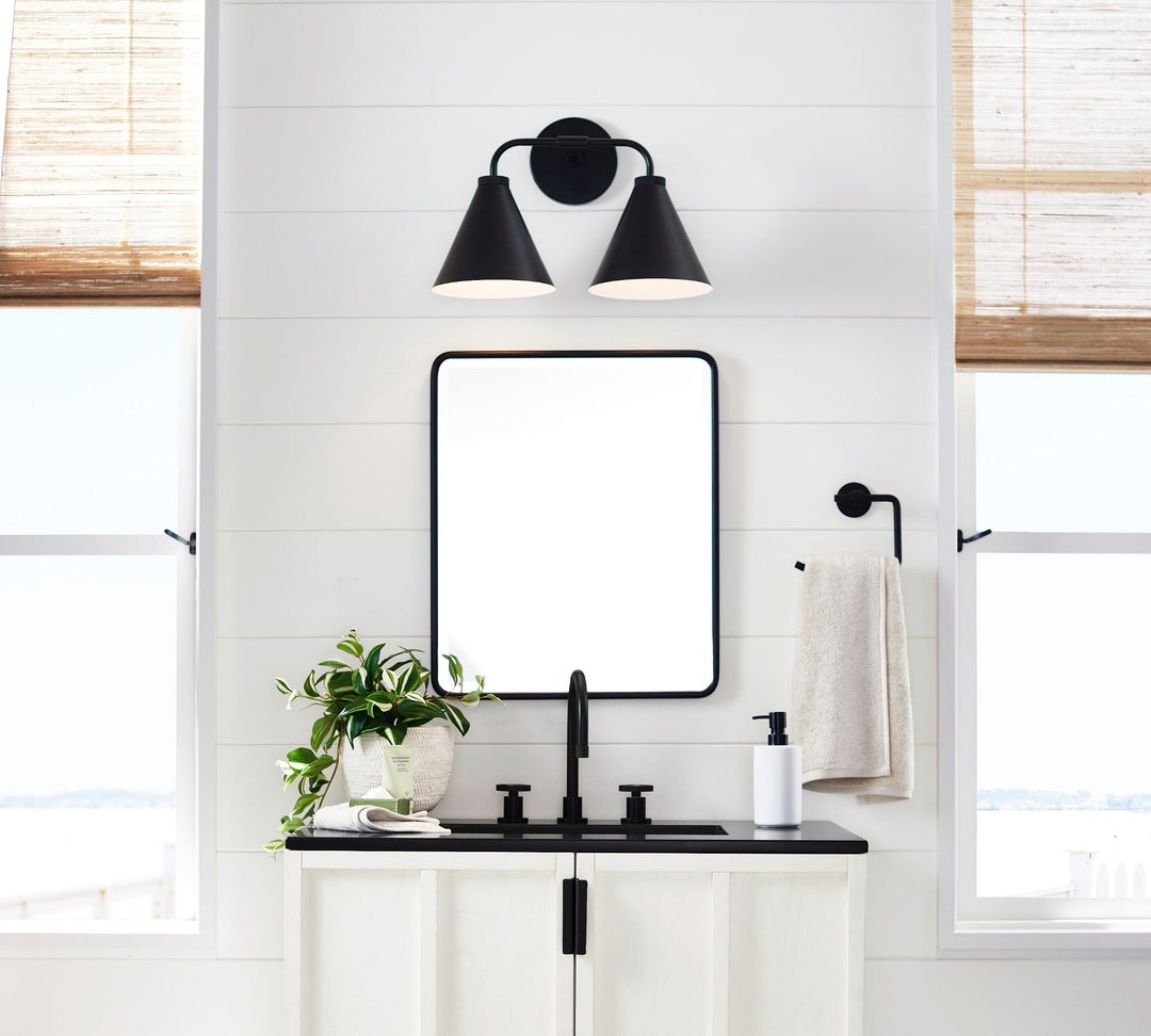 Korvi Iron Tapered Sconce Light - Wall Fixture in Black or Brass