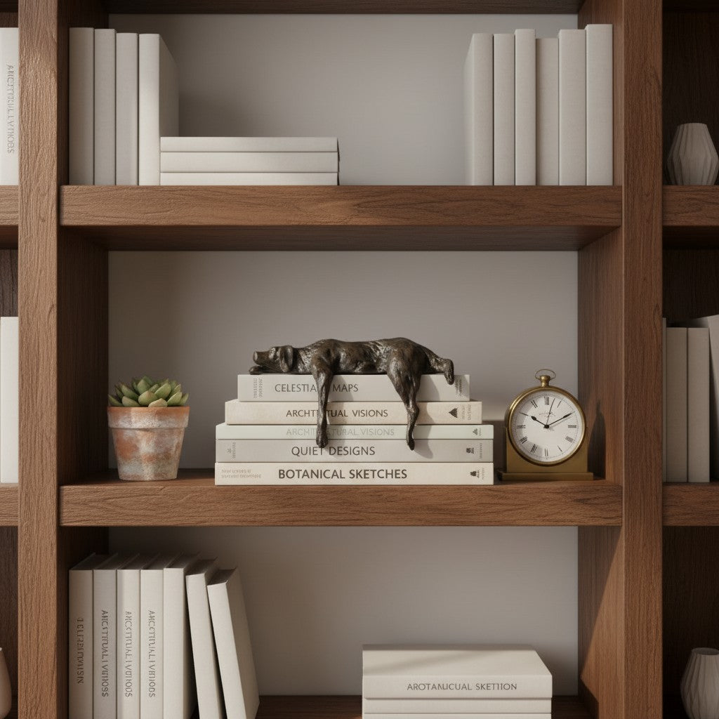 Floxo Lazy Dog and Abstract Nordic Human Figurine Minimalist Sculpture for Modern Shelves and Desks
