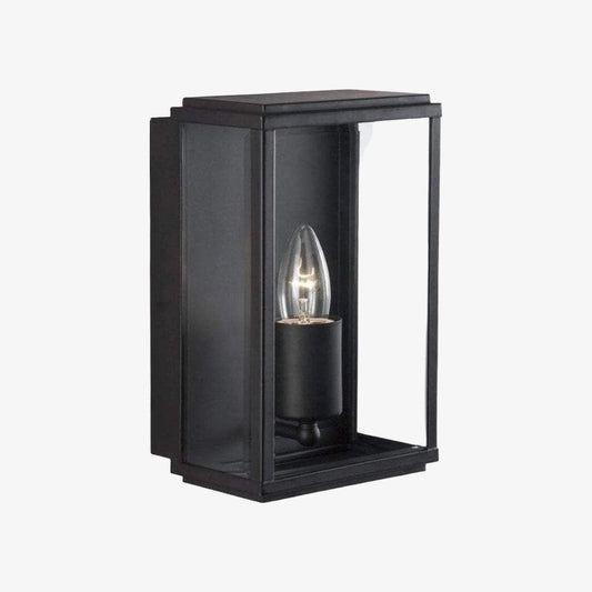 Farol de Pared Exterior Boxar – Estructura de Metal y Vidrio Transparente para Porches o Entradas