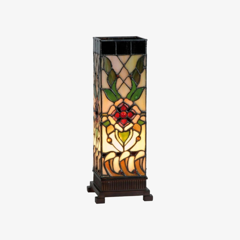 TF Angelique Art Nouveau glas-in-lood tafellamp - handgemaakt bloemmotief voor woonkamer